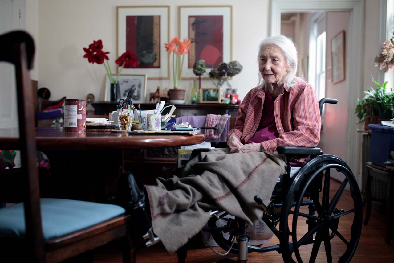 Old woman in wheel chair